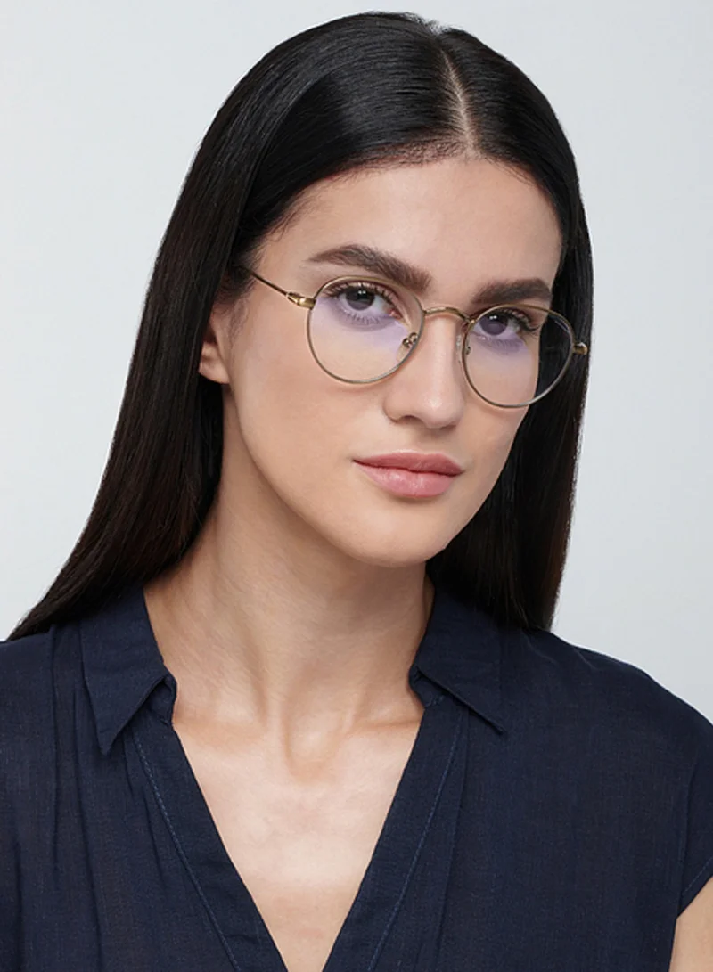 Lenskart Blu LENSKART BLU | Zero Power Bluecut & Antiglare Computer Eyeglasses | Gold Full Rim Round | For Men & Women | Small | LB E14131